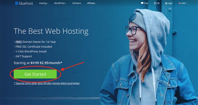 BlueHost landing page