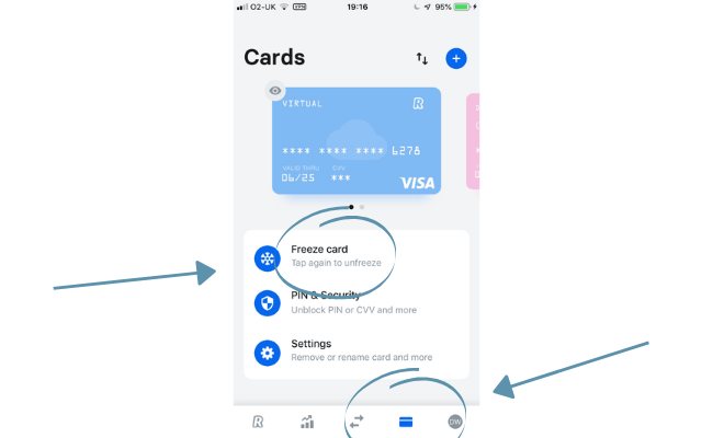 Freezing your revolut card